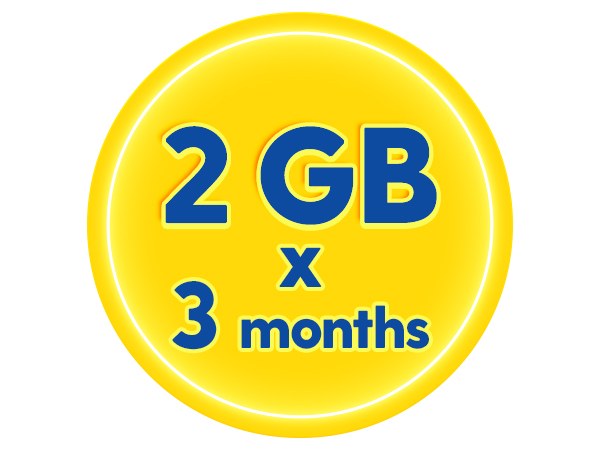 3 Months x 2GB Internet