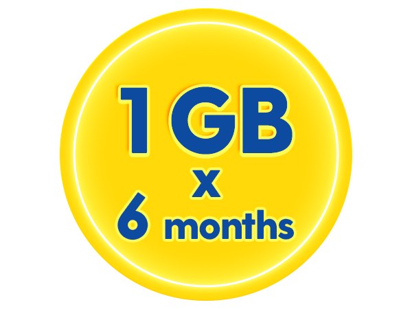 6 Months x 1GB Internet